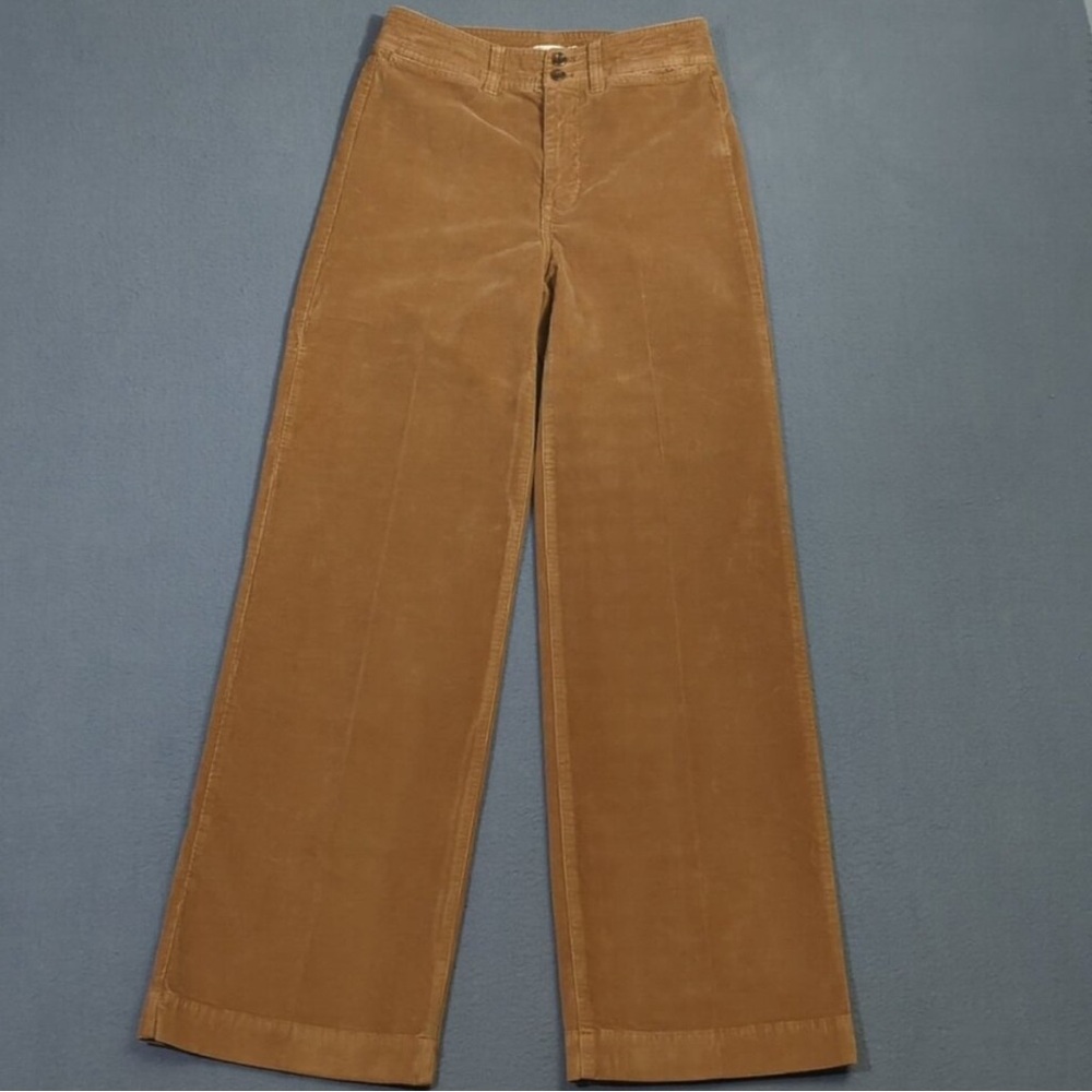 Faherty Wide-Leg Corduroy Pants in Camel